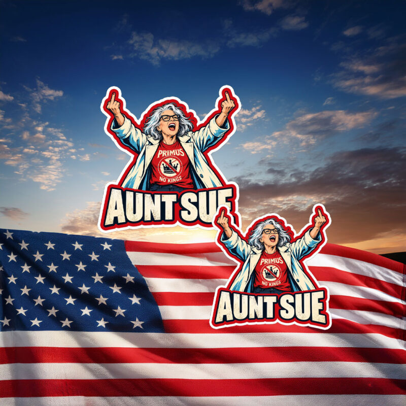 Aunt Sue Middle Finger Trump Rally Funny Stickers